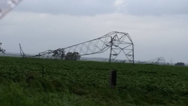 A damaged transmission pole in South Australia.