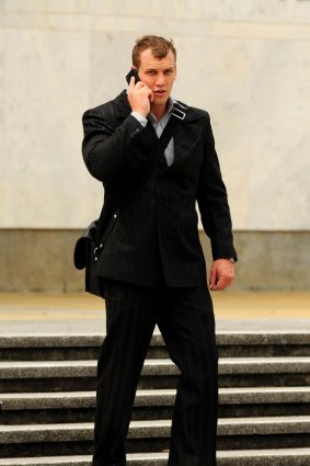 Adam Tony Forsyth leaving the ACT Supreme Court in 2012.