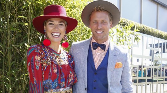 2015 Emirates Melbourne Cup at Flemington Racecourse. 3 November 2015. The Age NEWS. Photo: Eddie Jim. Ashley Hart and Buck Palmer