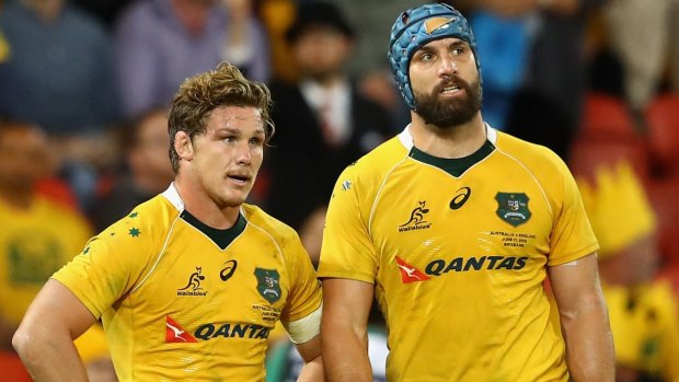 Feeling the pain: Michael Hooper and Scott Fardy.