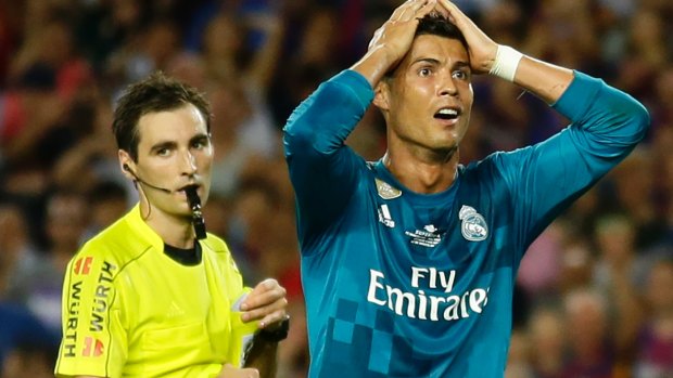 Cristiano Ronaldo was not happy with his sending off.