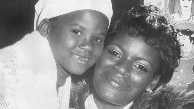 Marcia Hines with daughter Deni in 1976, after being crowned TV Week's Queen of Pop.