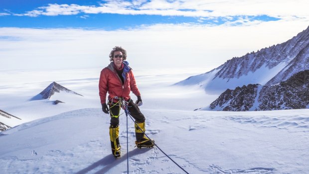 Melbourne-based adventurer Liam Suckling during his team's ascent of Antarctica's tallest mountain, Mount Vinson.