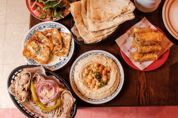 Assorted dishes at Emma's Snack Bar in Enmore.