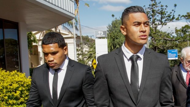 Dragons players Siliva Havili (left) and Tim Lafai entered guilty pleas after charges were downgraded.