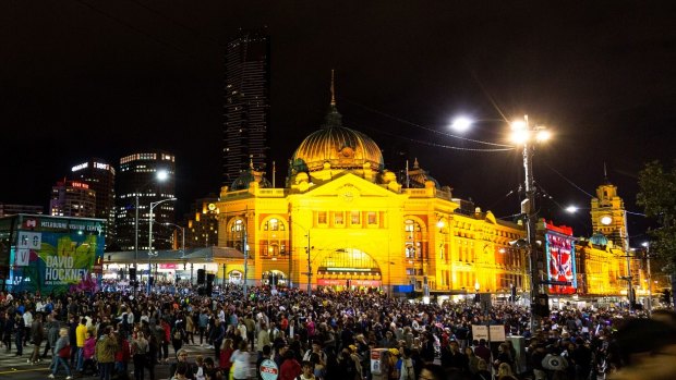 Thousands of people flocked to the CBD for White Night 