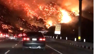 The California fires have closed one of America's busiest freeways - the traffic-choked 405 