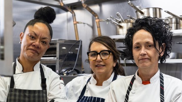 Head chef and owner Luciana Pasinetti, executive chef Kim-Maree Moore and breakfast chef Losi Ngata at Oko. 
 