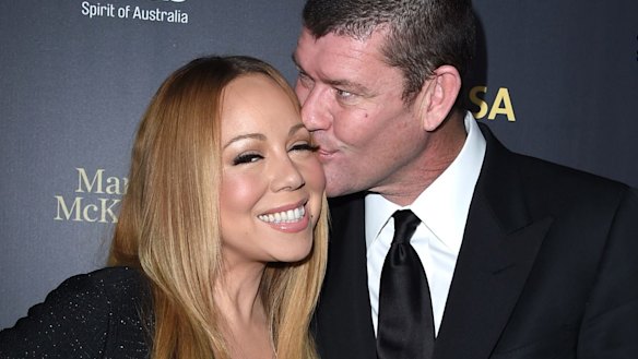 In happier times: Carey with ex-fiance, James Packer.