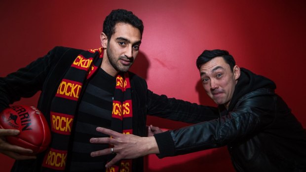 Waleed Aly with Quan Yeomans, of Regurgitator, who will be playing on stage at Sunday's Community Cup.   