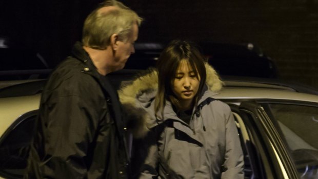 South Korea's Chung Yoo-ra, the daughter of Choi Soon-sil, in custody after her court hearing in Denmark on Monday.