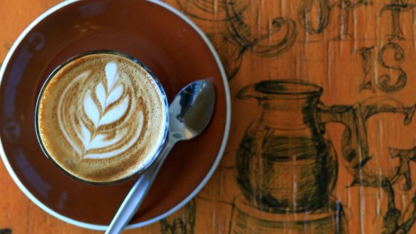 An ornate latte at Pomona Coffee Roasters.