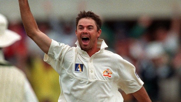 Greg Blewett celebrates an Indian wicket in 2000 at the SCG.