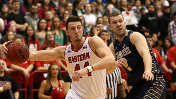 Feeling the excitement: Melburnian Felix von Hofe (left) playing for the Eastern Washington Eagles.