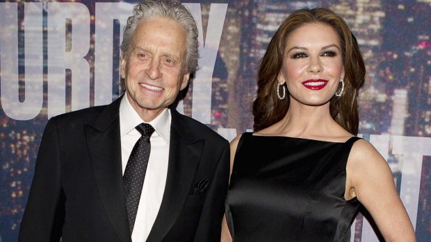 Actor Michael Douglas and wife Catherine Zeta-Jones arrive for the 40th Anniversary Saturday Night Live  broadcast in New York last month.