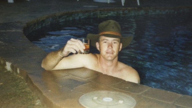 Brenden Abbott, the Postcard Bandit, at Gold Coast hotel swimming pool.