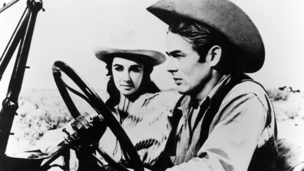 James Dean and Elizabeth Taylor in a scene from <i>Giant</i>.