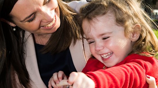 NSW Labor MLC Courtney Houssos and daughter Anna.