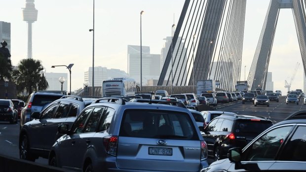 Heavy traffic on the Anzac Bridge