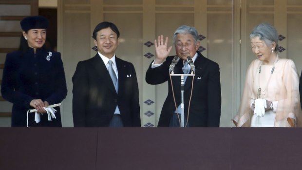 Crown Princess Masako (left) and Crown Prince Naruhito with Emperor Akihito and Empress Michiko in December 2014.