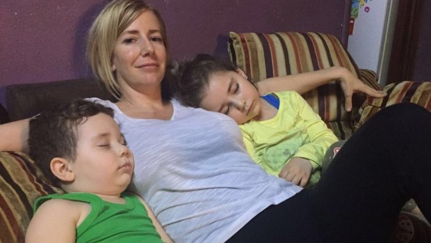 Sally Faulkner with her two children Lahala, 6, and Noah, 4, in Beirut after the child recovery operation.