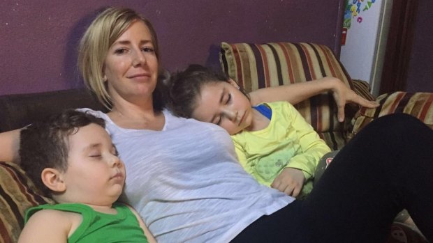 Sally Faulkner with her two children Lahala, 6, and Noah, 4, in Beirut after the child recovery operation.