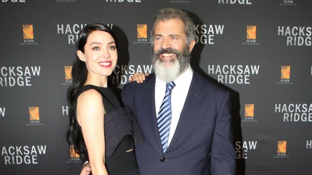 Mel Gibson at the Australian premiere of <i>Hacksaw Ridge</i> with expecting partner Rosalind Ross on Sunday.