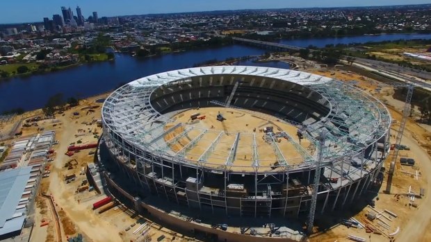 An aerial view of the new Perth Stadium. 