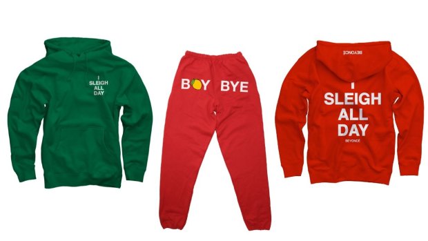 The "I sleigh all day" tracksuit top with "boy bye" trackpants.