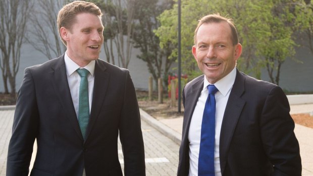 Tony Abbott campaigns with Andrew Hastie in happier times.