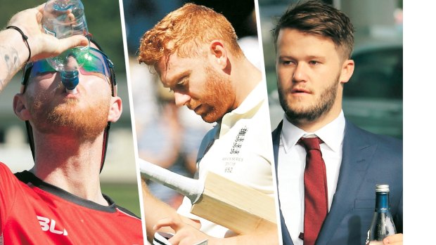 Last drinks: Time to stick to the water and
cricket for England's Ben Stokes, Jonny Bairstow and Ben Duckett.