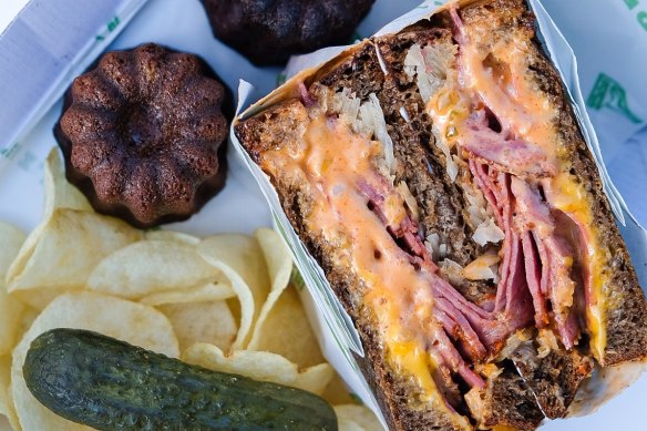 The pastrami sandwich (and more) from Ollie's Deli. 