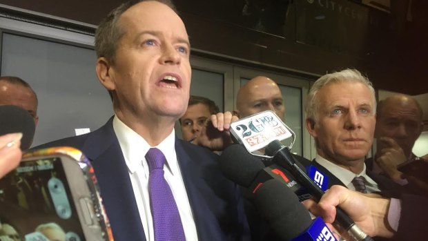 Labor leader Bill Shorten outside the Royal Commission into trade unions on Thursday. Nine hours of questioning often took the form of a political debate on the legitimate role of workplace community representatives.