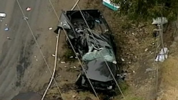 The aftermath of the collision at Corio on Monday afternoon.