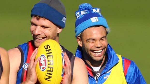 Jake Stringer (left) and Jason Johannisen need to knuckle down if they are to return to a much happier place. 