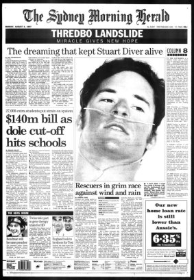 The front page of the SMH, August 4, 1997