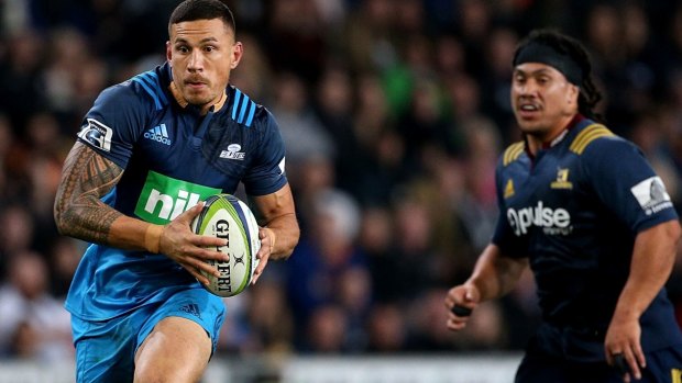 On the charge: Sonny Bill Williams makes a break.