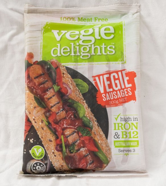 Vegie Delights Vegie Sausages are similar to hot dogs only harder and not as juicy.