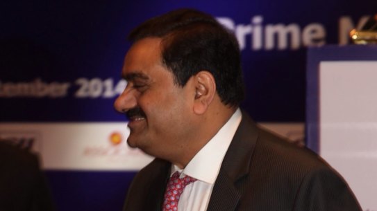 Former prime minister Tony Abbott with mining magnate Gautum Adani.