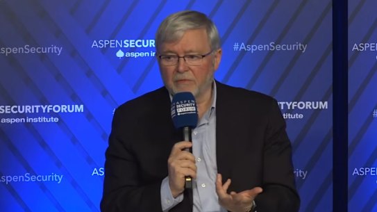Australian ambassador to the United States, Kevin Rudd, at the Aspen Security Forum.