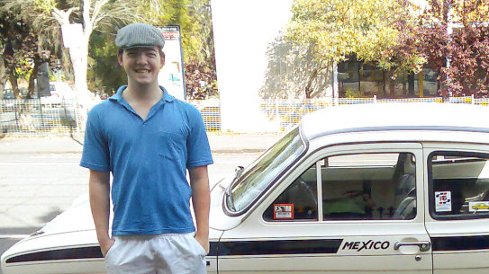 Tom Cowie with his first car, a 1972 Ford Escort. It needed to be fed and a job beckoned.