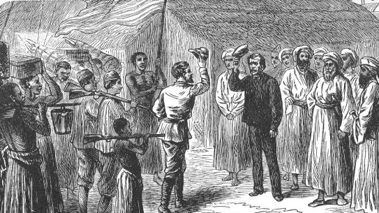 The meeting of Stanley and Livingstone, November 10, 1871.