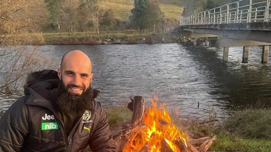 Former Richmond footballer Bachar Houli during a camping trip. 