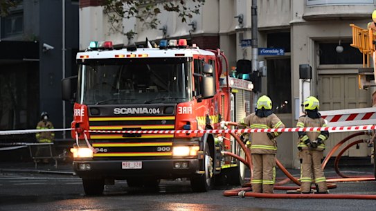 Firefighters at the scene of a fire in Melbourne in May, 2022.
