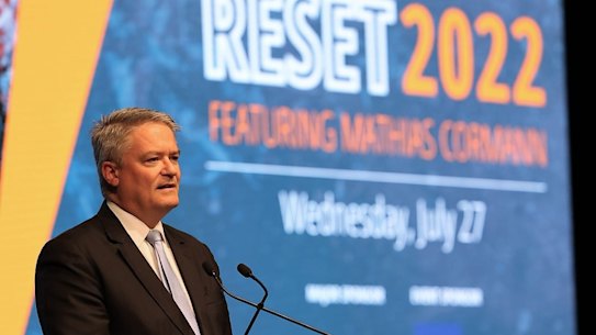 Former WA senator and OECD secretary-general Mathias Cormann at the CCIWA lunch on Wednesday.