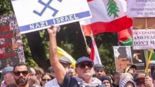 Restaurateur Alan Yazbek at the pro-Palestine rally in Sydney on Sunday.