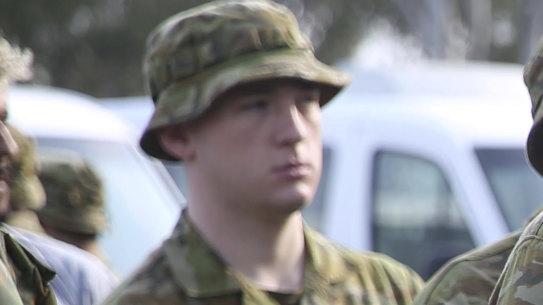 ADF Reservists prepare at Holsworthy Army Barracks. 