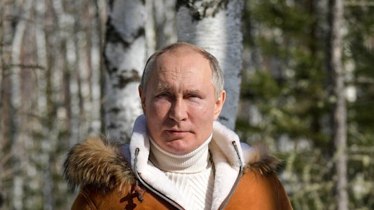 Vladimir Putin in a Siberian holiday official photograph, March 2021