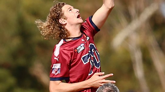 Jacob Edwards warms up at training.