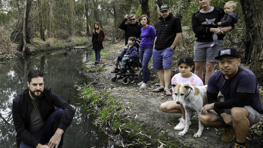 Darren Bennetts and members of Friends of Stony Creek. They say their creek continues to be contaminated by industrial chemical spills.
